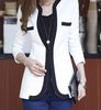 Wholesale-2015 New Fashion Women Slim Blazer Coat Casual Jackets Long Sleeve V-Neck Black White One Button Suit OL Outerwear YS8068