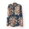 Wholesale-New 2015 Womens Blouse Autumn Long Sleeve Blouse Shirt Chiffon Flower Blouse Ladies Tops Clothing S001