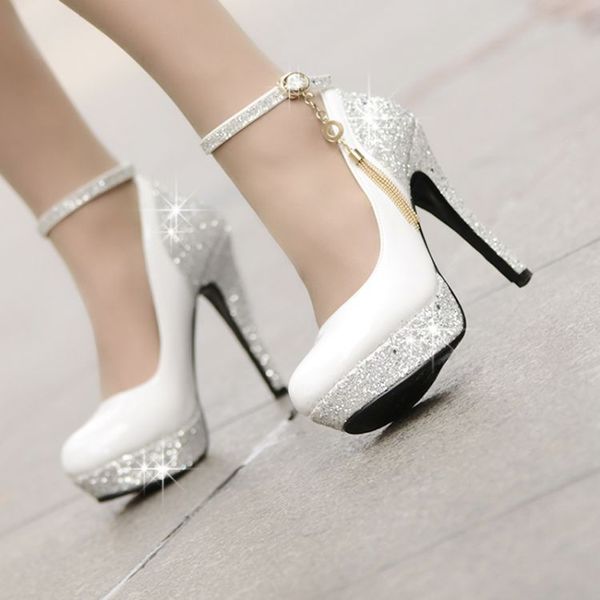 

Оптовая-Drop Shipping горячие продажи леди сексуальные высокие каблуки насосы женщины мода PU пятки обувь свадебная платформа каблуки весна осень обувь