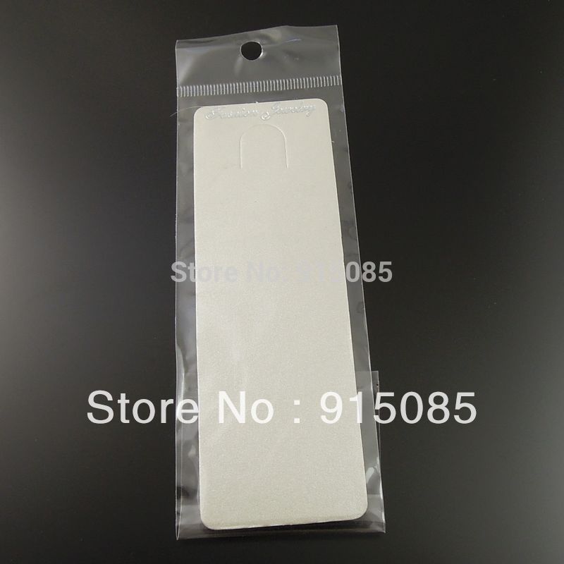 Necklace Jewelry Display 19.5*5cm Free Shipping Paper Silver Gray Jewelry Necklace Display Hanging Card With Bag 100pcs 36887-068I