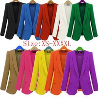 Venta al por mayor-NUEVO 2015 Blazer Mujeres Casacos Femininos Chaquetas básicas Mujeres Blazer Slim Coat Color Color Color Blazers Trajes para Mujer Cardigan Casaco