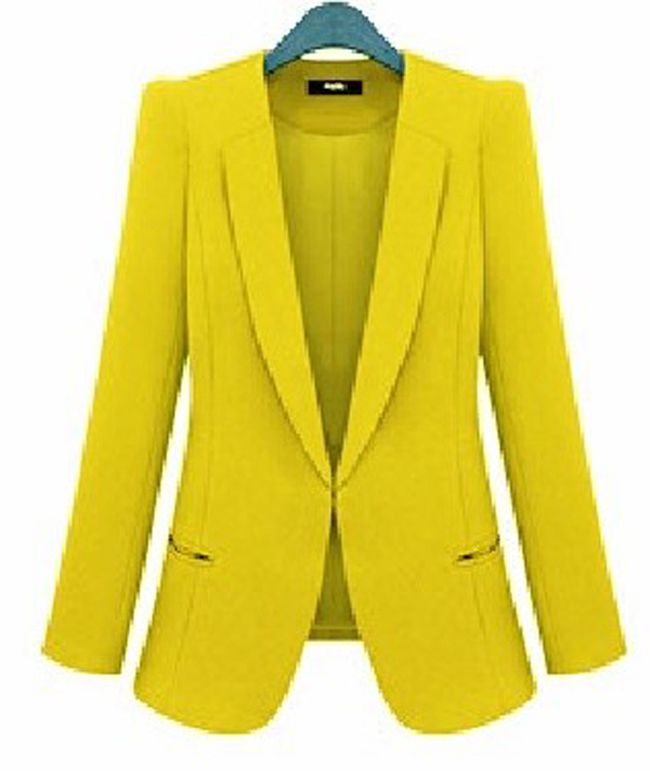 Groothandel-Nieuwe Blazer Dames Casacos Basic Dames Blazer Slanke Jas Candy Color Blazers Suits voor Vrouwen Casaco