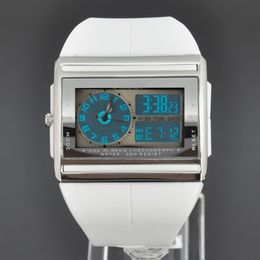 Wholesale-best New OHSEN White Analog Digital Quartz Day Date Womens Wrist Rubber Band Sport Watch W016W