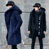 Wholesale-Free Shipping ! New Cheap Winter Korean Special Mens Hooded Pea Coat Slim Fit Long Section Men's Wool  Coat