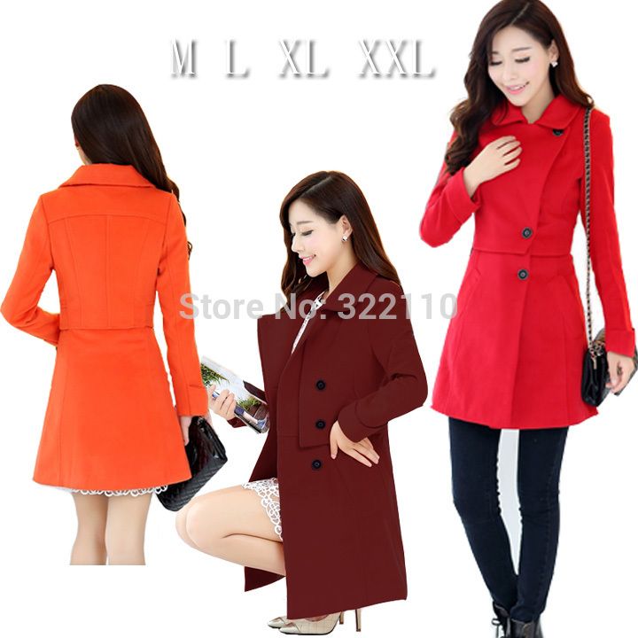 

Wholesale-2015 Winter Autumn Women coats Long style Ladies Jackets Leisure Outerwear for Women Fleece High quality Overcoat, Orange