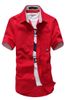 Wholesale-ニューサマルメンズカジュアル半袖シャツ小型きのこ刺繍スリムシャツ12カラーM-3XL送料無料