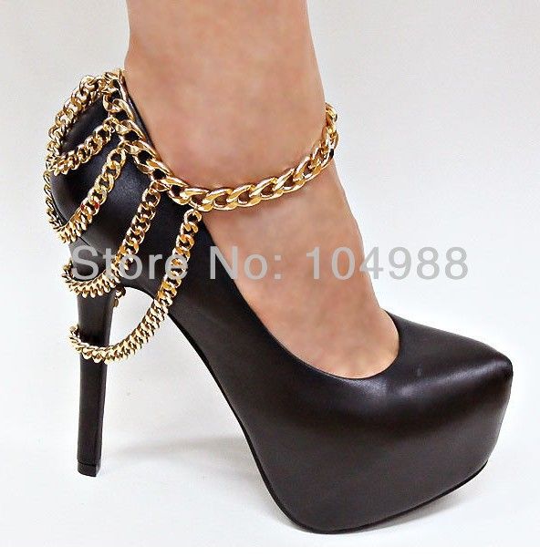 

Wholesale-FREE SHIPPING 2015 Style A22 Women Loved Gold or Silver Tone Multi Chain Ankle Shoe Boot Heel Stiletto Anklet Chain Jewelry