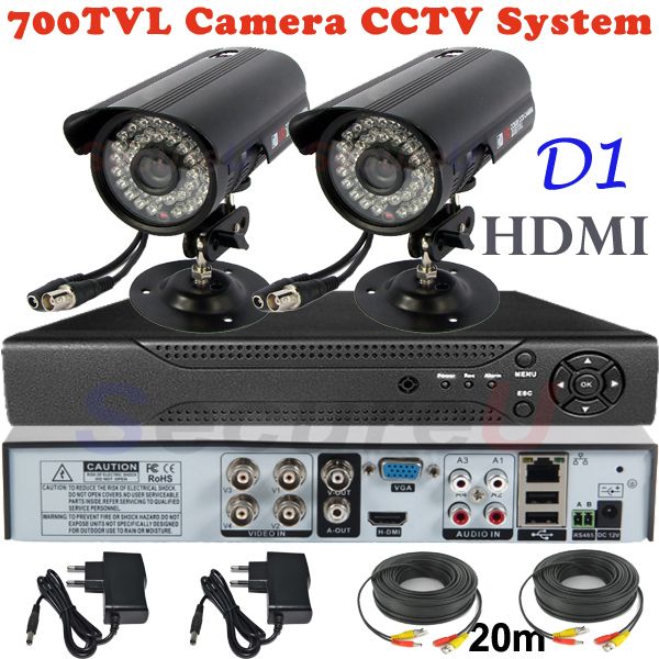 

Whole ale ale 2ch cctv kit ecurity urveillance alarm y tem 700tvl thermal video hd camera 4ch d1 dvr digital video recorder hdmi 1080p
