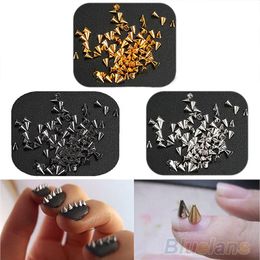 Wholesale-200Pcs Fashion nail accessory Metal Punk Metallic Cone Spikes Nail Art Tip Decoration Rivet DIY 056I