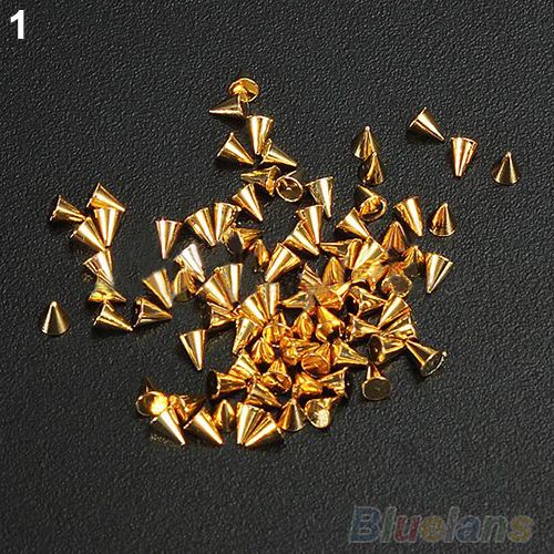 Hurtownie-200 sztuk Moda Nail Accessory Metal Punk Metallic Stożek Spikes Nail Art Tip Decoration Rivet DIY 056I