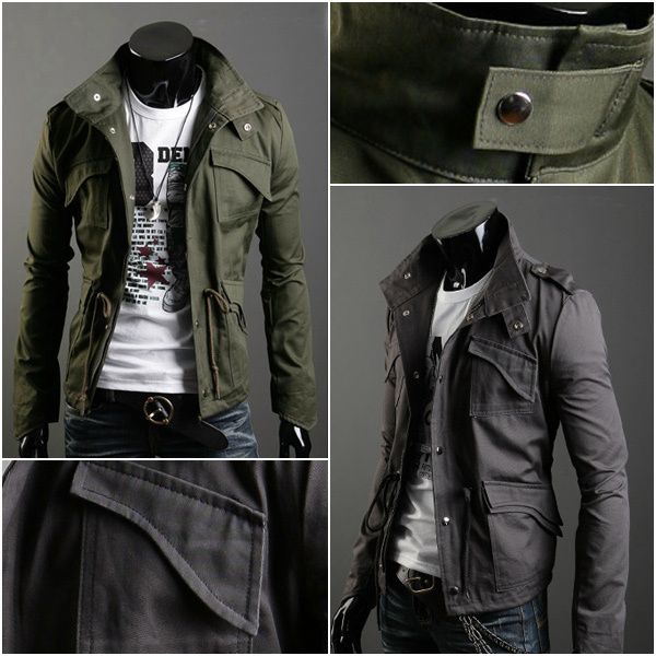

Wholesale-High Quality Spring Autum Casual Overcoat Men's Fit Style Designer Fashion Jacket 3 Colors M~XXXL In Stock, Gray