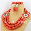 Venta al por mayor-Nueva moda de boda nigeriana Granos africanos Conjunto de joyas Granos de coral Conjunto de joyas Joyería nupcial Venta caliente Envío gratis CJ100