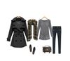 Gros-2015 Hot Fashion A-Line Femmes Automne Treach Kaki Noir Femmes Longue Mode Simple Boutonnage Avec Ceintures Vent Manteau C0803