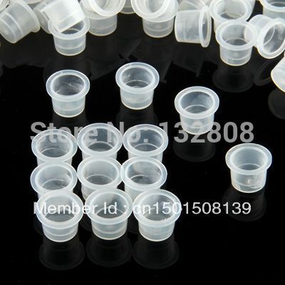 Gros-1000pcs grands pots d'encre de tatouage en plastique blanc propre porte-pigment tasse capuchon livraison gratuite