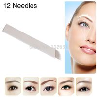 Wholesale-High Quality CHUSE 100pcs/lot 12-pin Tattoo Machine Needle Blades For Permanent Makeup Manual Eyebrow Pen Single Packaged