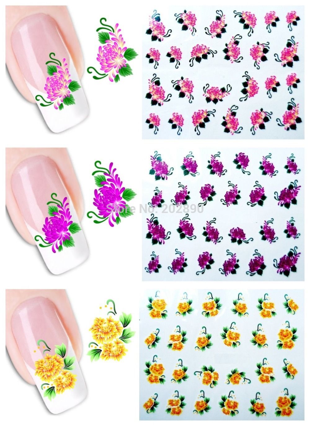 Wholesale-50pcs New Casual Nail Stickers Temporary Tattoos Water Transfer Decals Wraps Foils Decorations for Nails Toes XF1101-1150