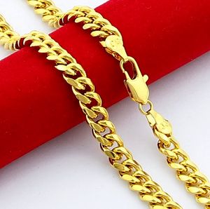 Chains man necklaces Jewelry 24K Gold 6.5mm men's 24K gold long chain classic 20-30 inch24KGP figaro chain for MEN Free Shippi