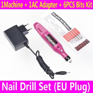 Partihandel-1Set 6Bits 20000RPM Professionell elektrisk manikyr Maskin Nail Drill Art Pen Pedicure File Polish Form Tool Feet Care Product