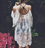 Livraison gratuite en gros 2015 femmes robe hippie boho style vintage dentelle à manches courtes robes florales brodées crochet femmes vêtements
