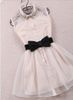 Wholesale-With belt 2015 New Arrival Fashion Pearl Diamond Casual Dress Small Lapel Gauze Waist Tutu Party One-piece girl cute dress