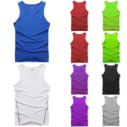 Wholesale-7 Colours Pick Men Vest Running Training Fitness Sports Athletic Vest Tights Tank For Free Shipping