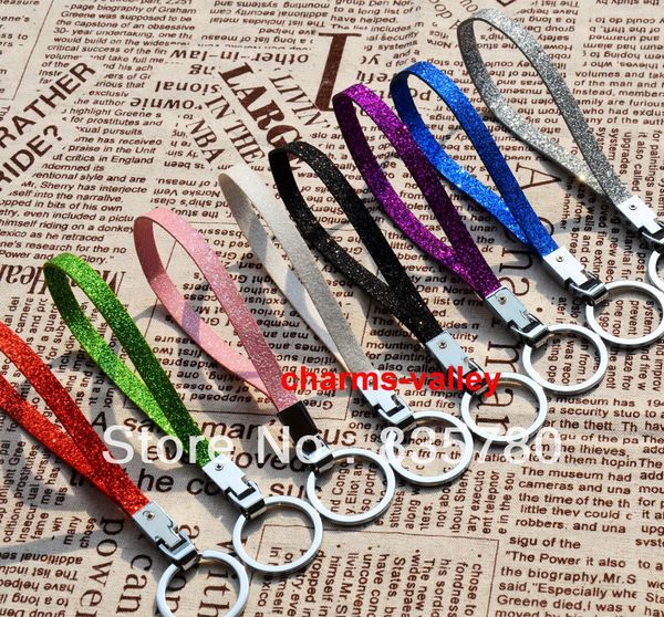 

Оптовая продажа-50шт смешанный цвет блеск PU кожаный брелок с диаметром 30 мм. Ключ Ri