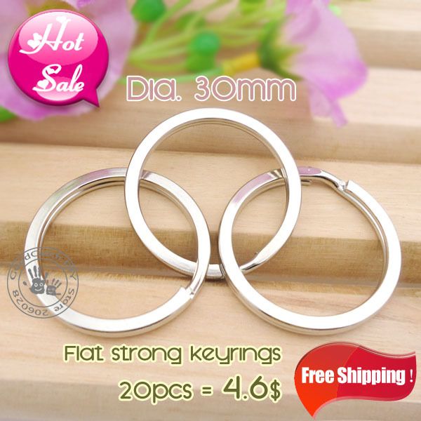 

Wholesale-20pcs=4.6$ Dia.30MM Flat Split Stainless Steel Key Ring,Round Key Rings,Key Holder Metal Keyring Fit Keychain Jewelry Fitting