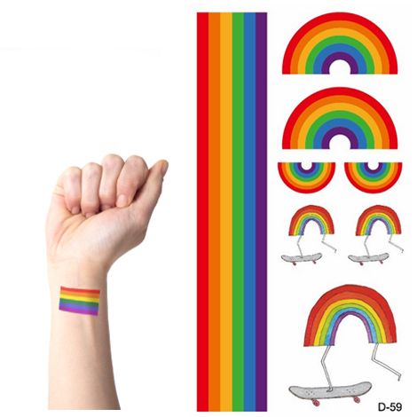 temporary rainbow tattoo pride stripes wholesale body sets lot waterproof stickers gay paint tattoos larger