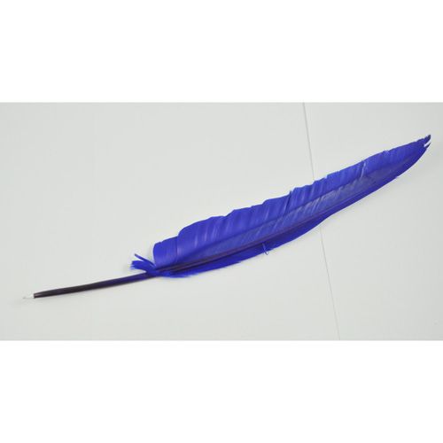 

Wholesale-Blue Feather Quill Black Ink Retro Ballpoint Ball Point Pen, As picture