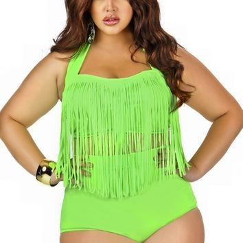 Buy Best And Latest BRAND Fat Girls Big Fringe Plus Bikini Set Bikini L XXXL Tassel High Waist Swimsuit | DHgate.Com