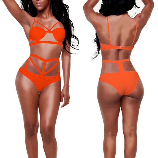 WholesaleNew Leotard Strappy High Waist Bikini Women Swimwear 2015 Sexy Tops Padded Push Up Bathing Suit Bodycon Bandage Swimsui ggitys channels burburriness 163L