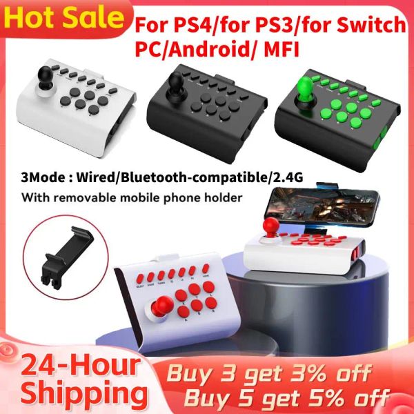 Álbumes 1/2pcs Joystick arcade para PS4/PS3/Switch/PC/Android/MFI 3 Mode Bluetooth Wireles