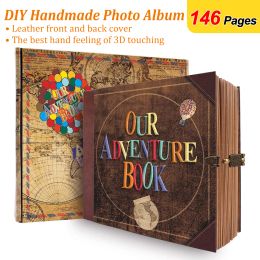 Albums 146 Page DIY Handmade foto Album Scrapbook Ons Adventure Book retro Kraft Album Anniversary Wedding Memory Mother's Day Gift