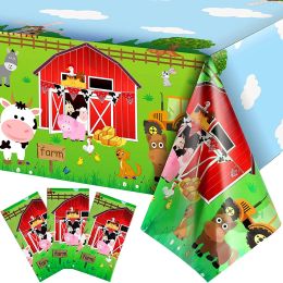 Albums 1pc Ferme à thème Fimes de fête Farm Animaux Pig Cow Mouton à thème Party Birthday Party Decor Table Table Couvrettes de table en tissu