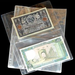 Albums 20 poches par page10pcs / lot bancs de banque Page Paper Transparent Album Banknote Paper Money Postage Stamp Badges Collection