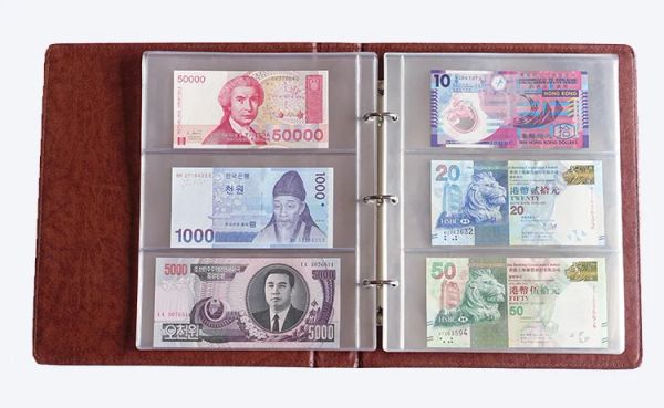 Álbumes 30pcs Paper Money Álbum Moneda Banknote Collection Book Album Album Albon Money Sello de bolsillo Libro