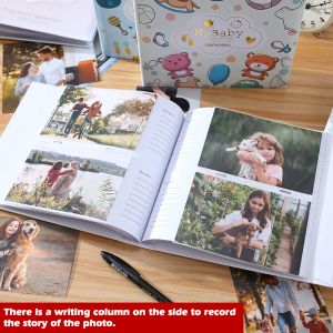 Albums 6inch Photo Album Collection écrivative Enfants Growth Photos 200pcs Highcapacity Hard Shell Paper Interleaf Albums