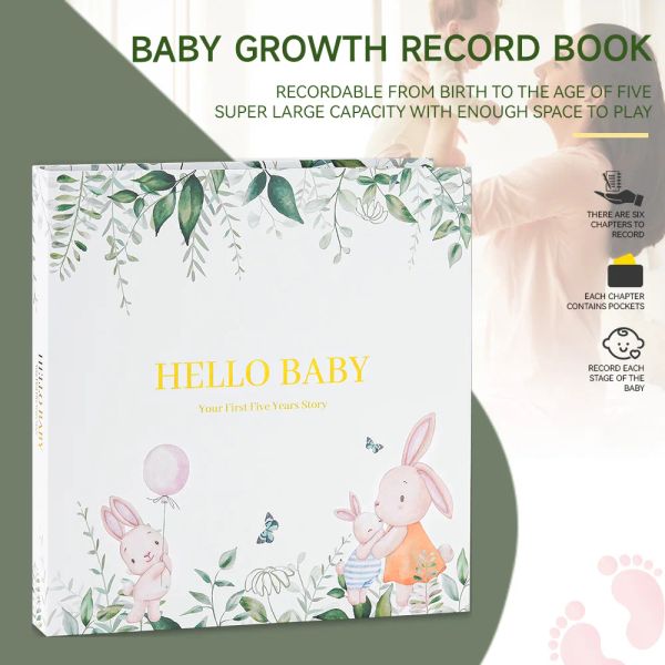 Albums Baby Memory Book Scrapbook Photo Album de grossesse Journal Animal Design KeepSake Record Growth Journal Hand compte pour les nouveaux parents