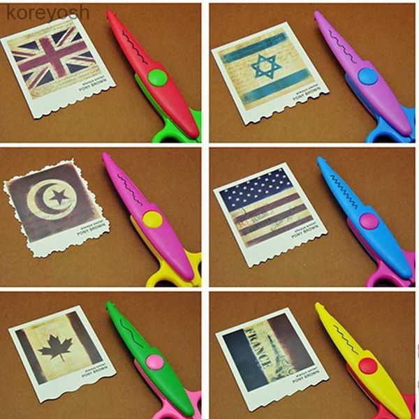 Álbumes Libros 6 Unids/set Tijeras para Manualidades de Papel para Niños 6 Patrones de Corte Bordes Curvos Tijeras Decorativas DIY para Álbum de Recortes PhotosL231012