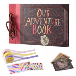 Albums Boeken Handgemaakte DIY Album Plakken Vintage Tether Album Our Adventure Book Up Family Scrapbook Po Album SP403 230621