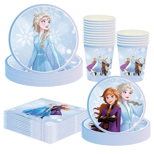 Albums Frozen Anna Elsa Princess Party Girl Girl Birthday Party Decorations Dispost Vare-Table Party Party Decorations Supplies Set