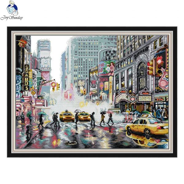 Álbumes Joy Sunday Cross Kits 11/14ct pintura bordada New York Times Square Dmc lienzo impreso Diy decoración del hogar hecha a mano