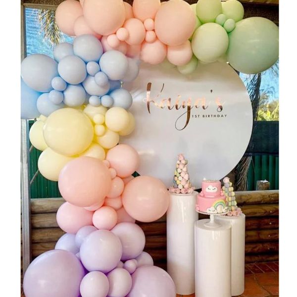 Albums multicolores ballons pastel guirlande arc kit arc-en-ciel enfants fête d'anniversaire ballon toile de fond décoration de mariage bébé douche baptême