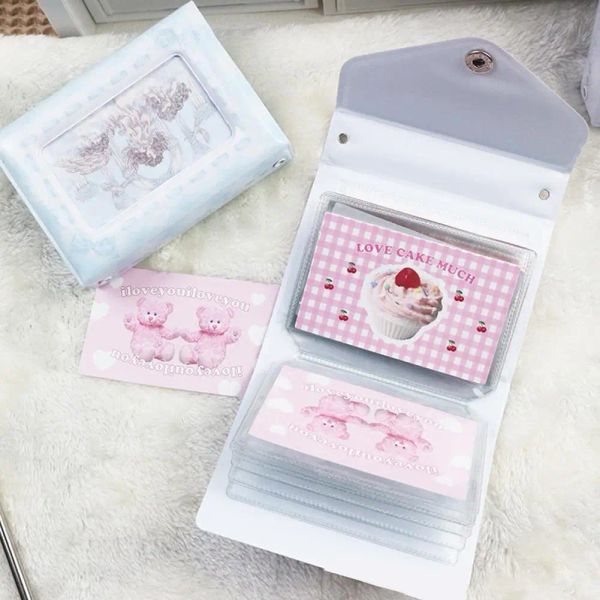 Albums portables mini-album photo kawaii kpop photocard holder idol photo collectionner livre mignon nacre chain photos album coupons de cartes postales album