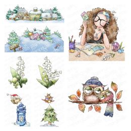 Álbumes Sentiment Stamp and Die Sets for Card Hacer 2023 Holiday de Navidad Mini Oddball Cutting Dies Diy Scrapbook Gnomie Clear Stamps