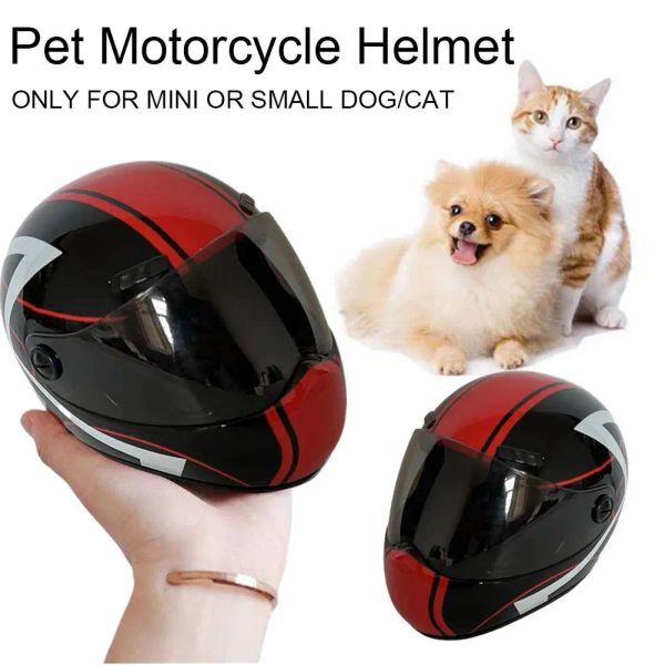 Albums Petit Casque de Moto pour Animaux de Compagnie Chat Chien Chiot Mini Casques, Casque de Moto intégral tête extérieure protégeant Le Chapeau Dur pour Animaux de Compagnie Nouveau