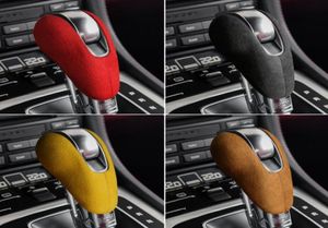 Alcantara Wrap Leather Car Gear Shift Knob Cover ABS Auto pegatinas calcomanías para Porsche Macan Panamera Boxter 719 911 Accessories3895261