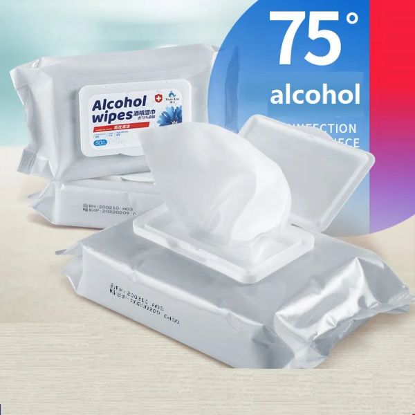 Lingettes alcoolisées paquet de 50 pièces lingettes désinfectantes antibactériennes lingettes humides antiseptiques portables ZZ