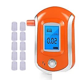 Alcoholismo Prueba Alcohol Tester Profesional Digital Alcoholímetro Analizador de aliento con gran pantalla Lcd 11 piezas Moutieces Drop Delive Dhvyb