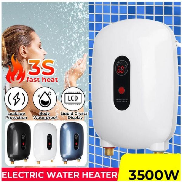 3500W Chauffage à eau chaude électrique 3 secondes Ménage de chauffage instantané Chauffeur de douche de salle de bain sans réservoir Contrôle de la température